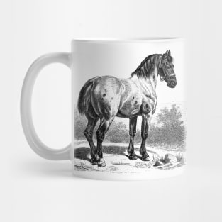 HORSE Vintage Black & White Illustration Mug